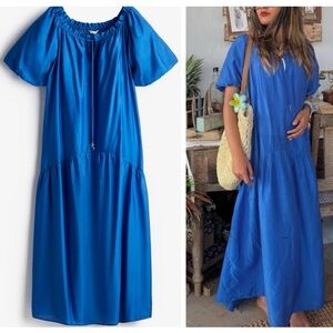 H&M loose fit dress with puff sleeves coastal